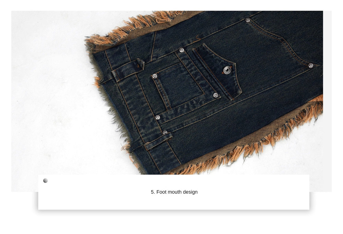 Vintage Fringe Studded Distressed Denim Pants with Deconstructed