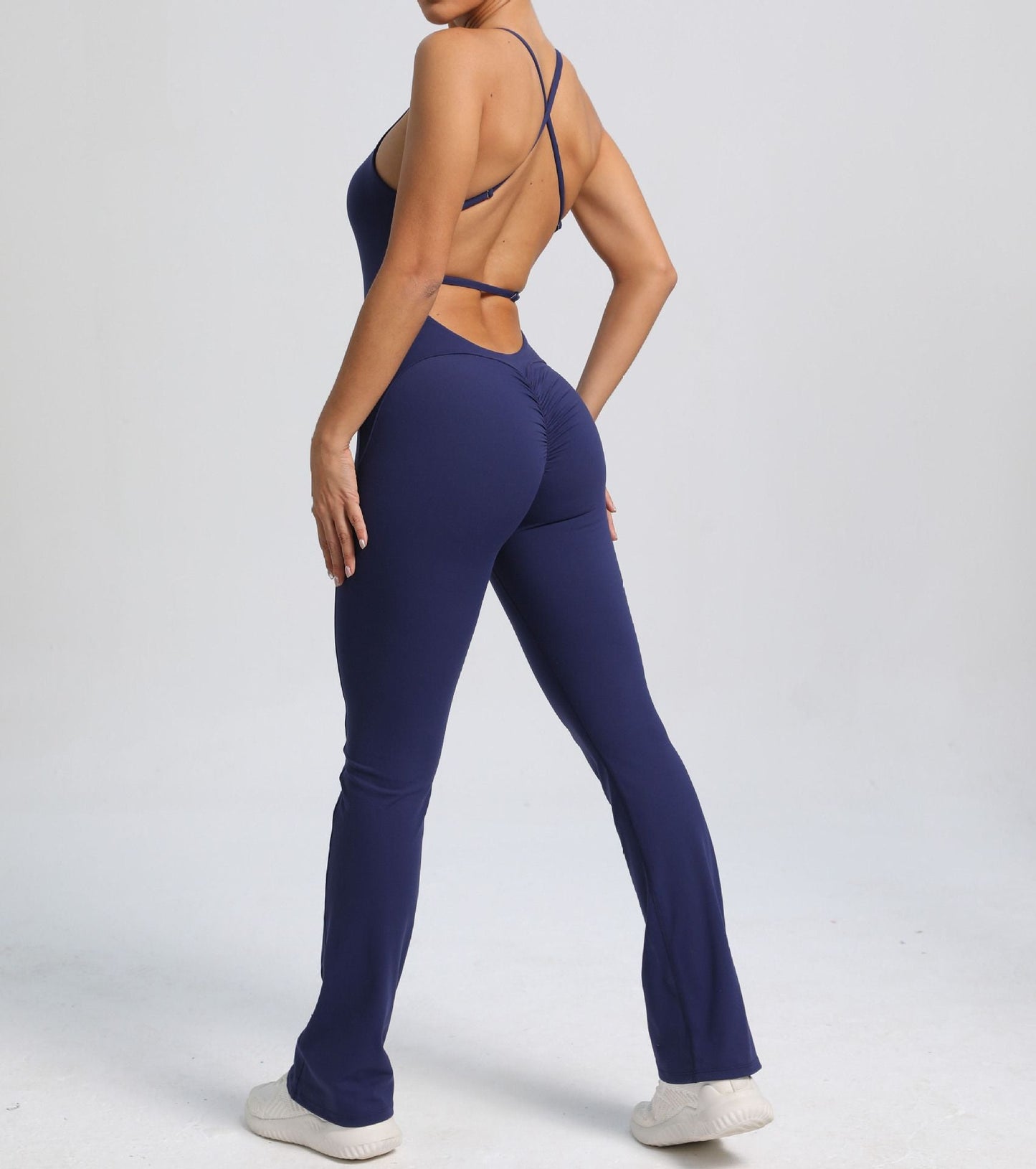 Power Backless Flared Jumpsuit