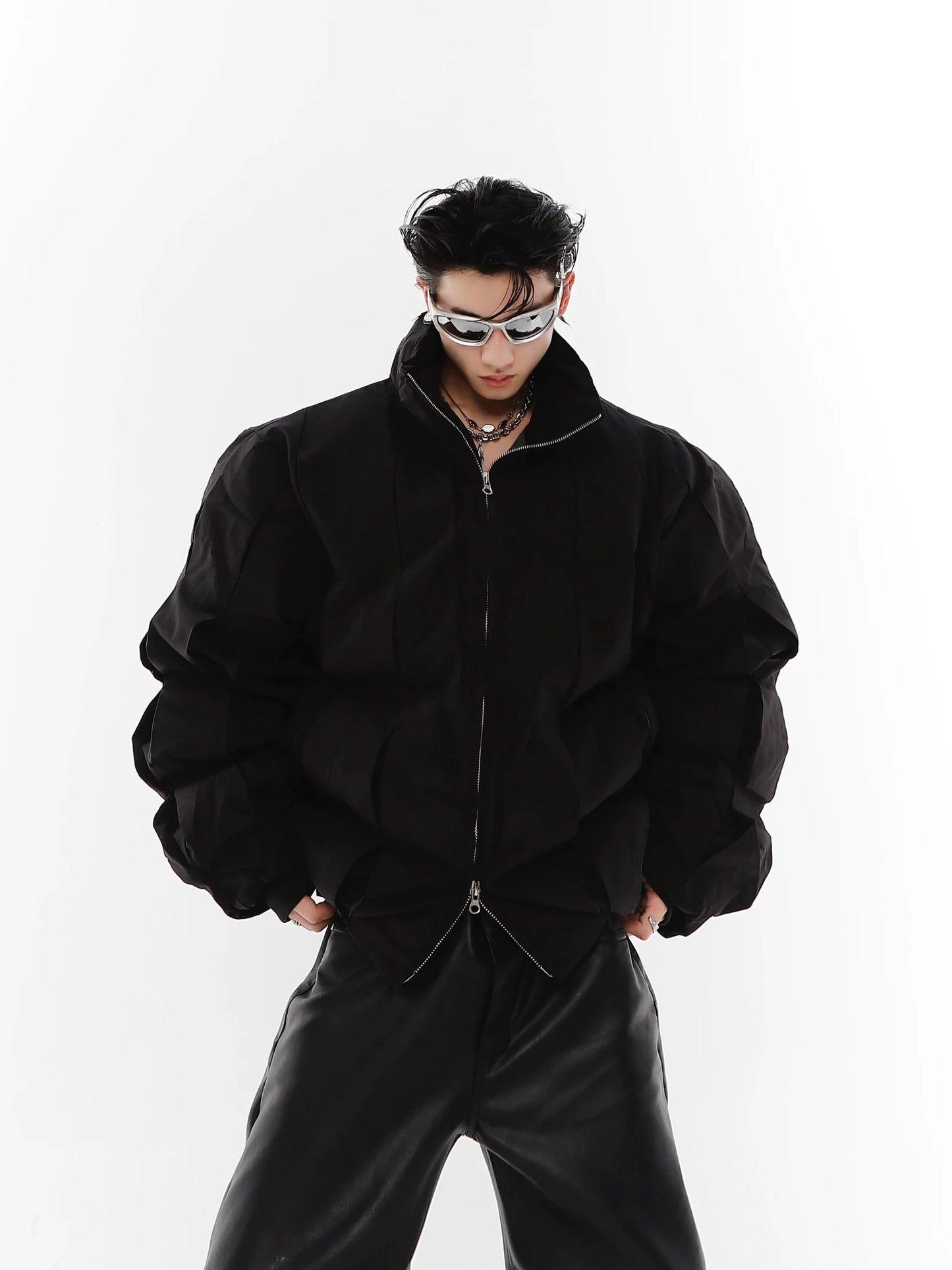 Winter 3D Deconstructed Puffer Jacket | Pleated High-Fashion Padded Coat