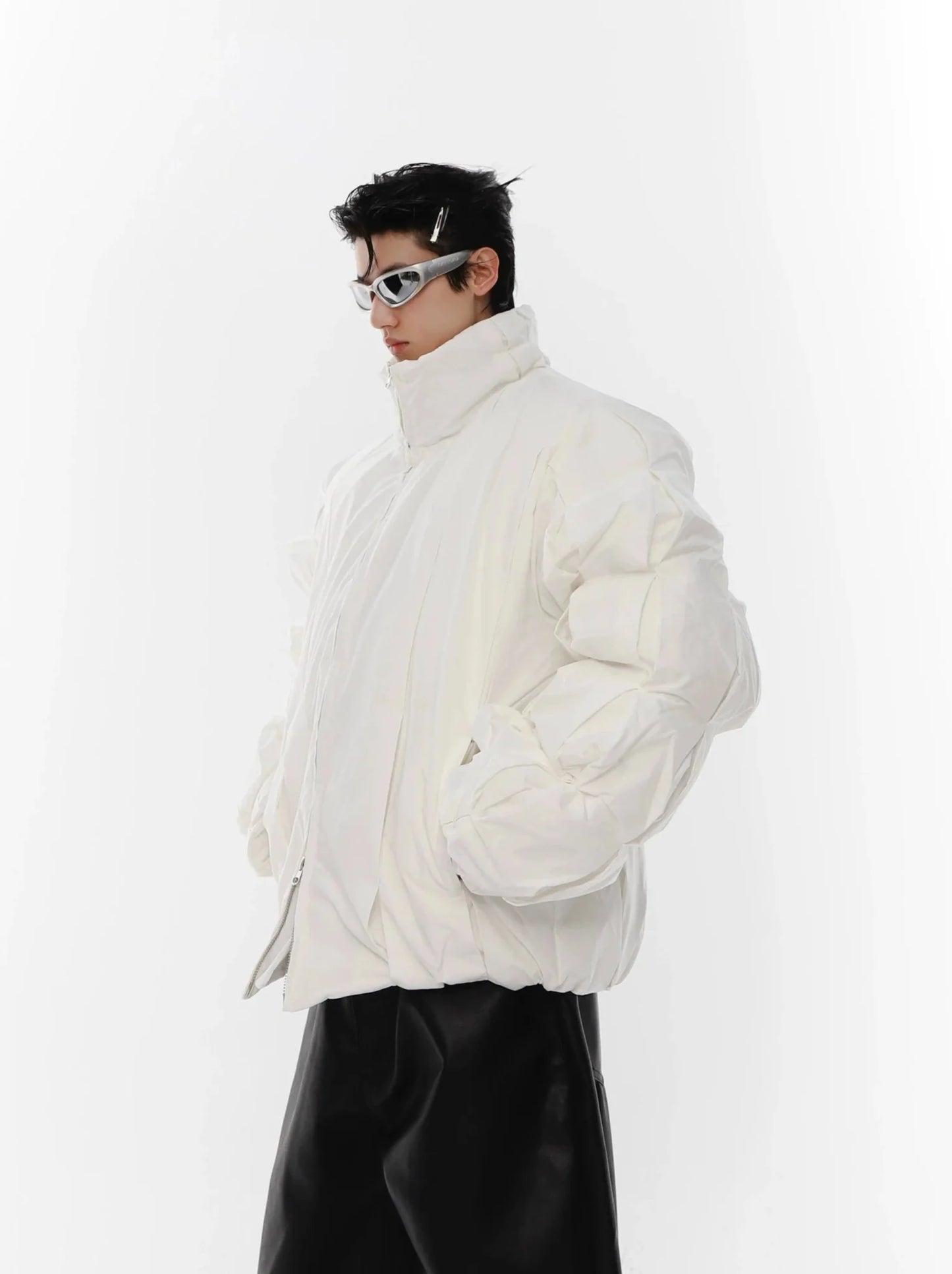 Winter 3D Deconstructed Puffer Jacket | Pleated High-Fashion Padded Coat