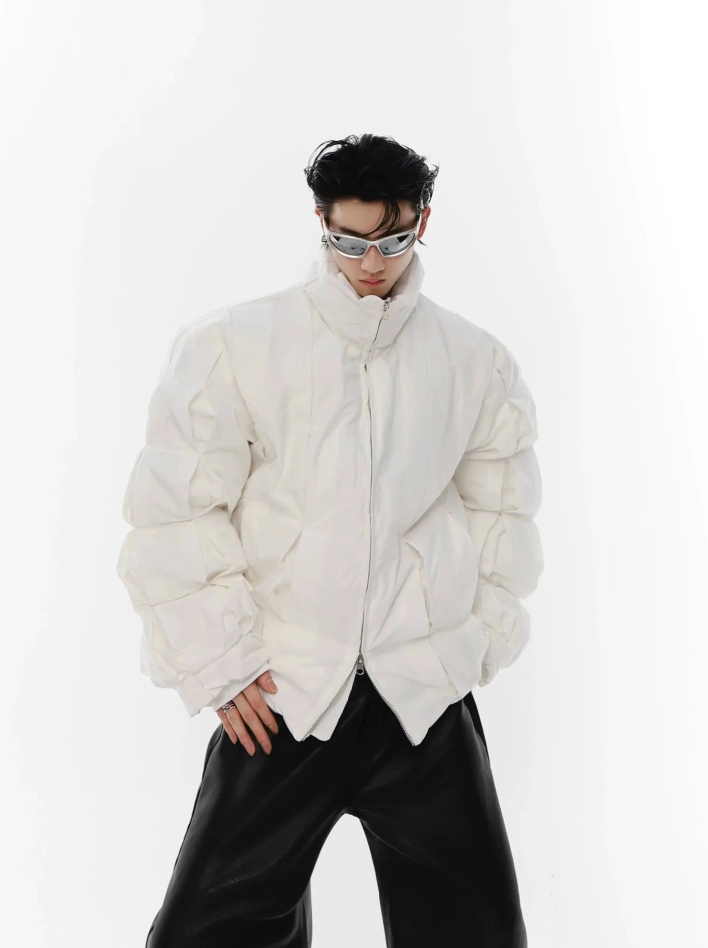 Winter 3D Deconstructed Puffer Jacket | Pleated High-Fashion Padded Coat