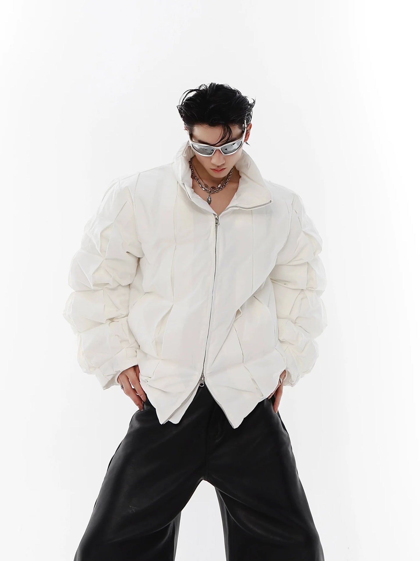 Winter 3D Deconstructed Puffer Jacket | Pleated High-Fashion Padded Coat