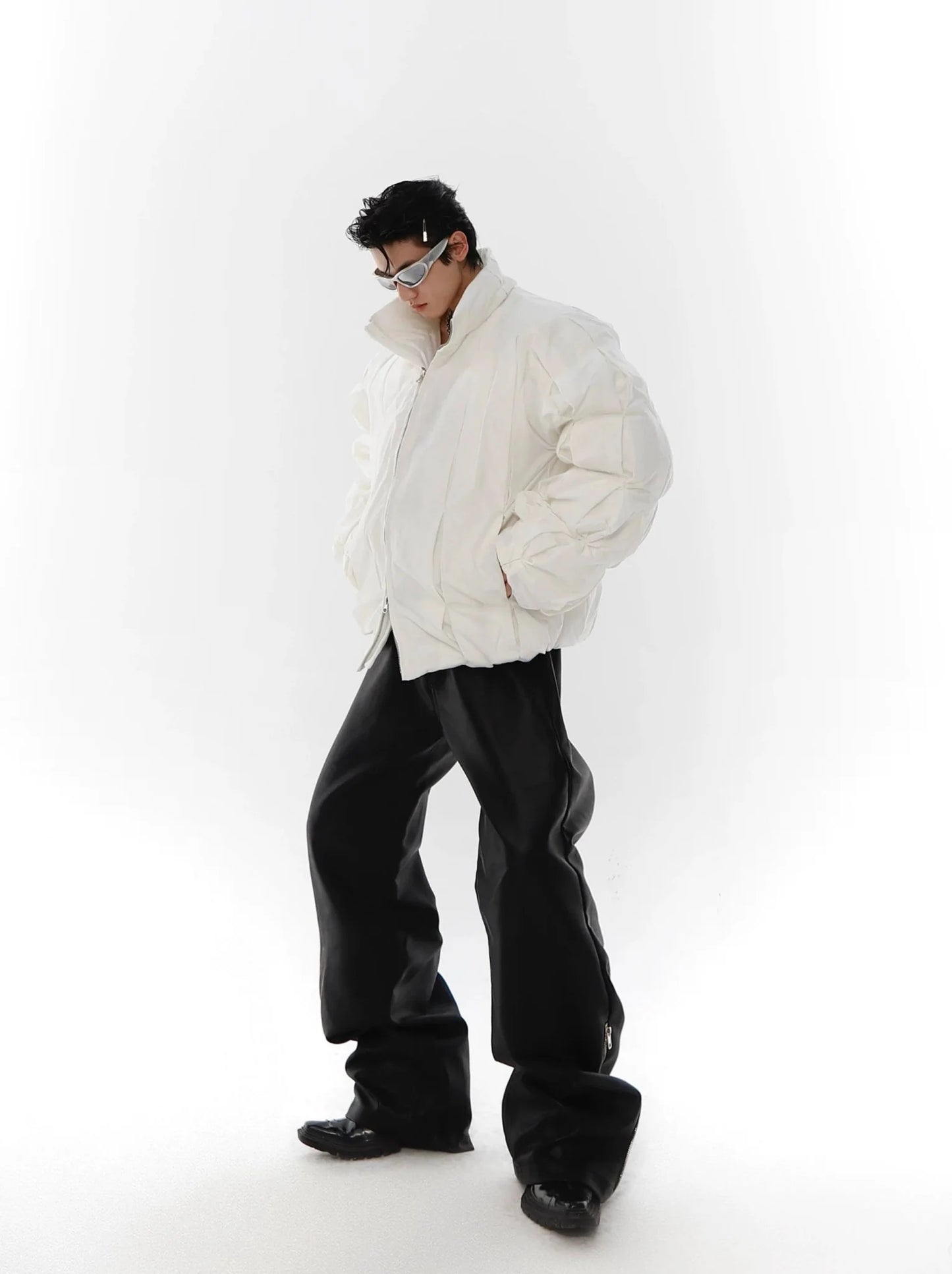 Winter 3D Deconstructed Puffer Jacket | Pleated High-Fashion Padded Coat