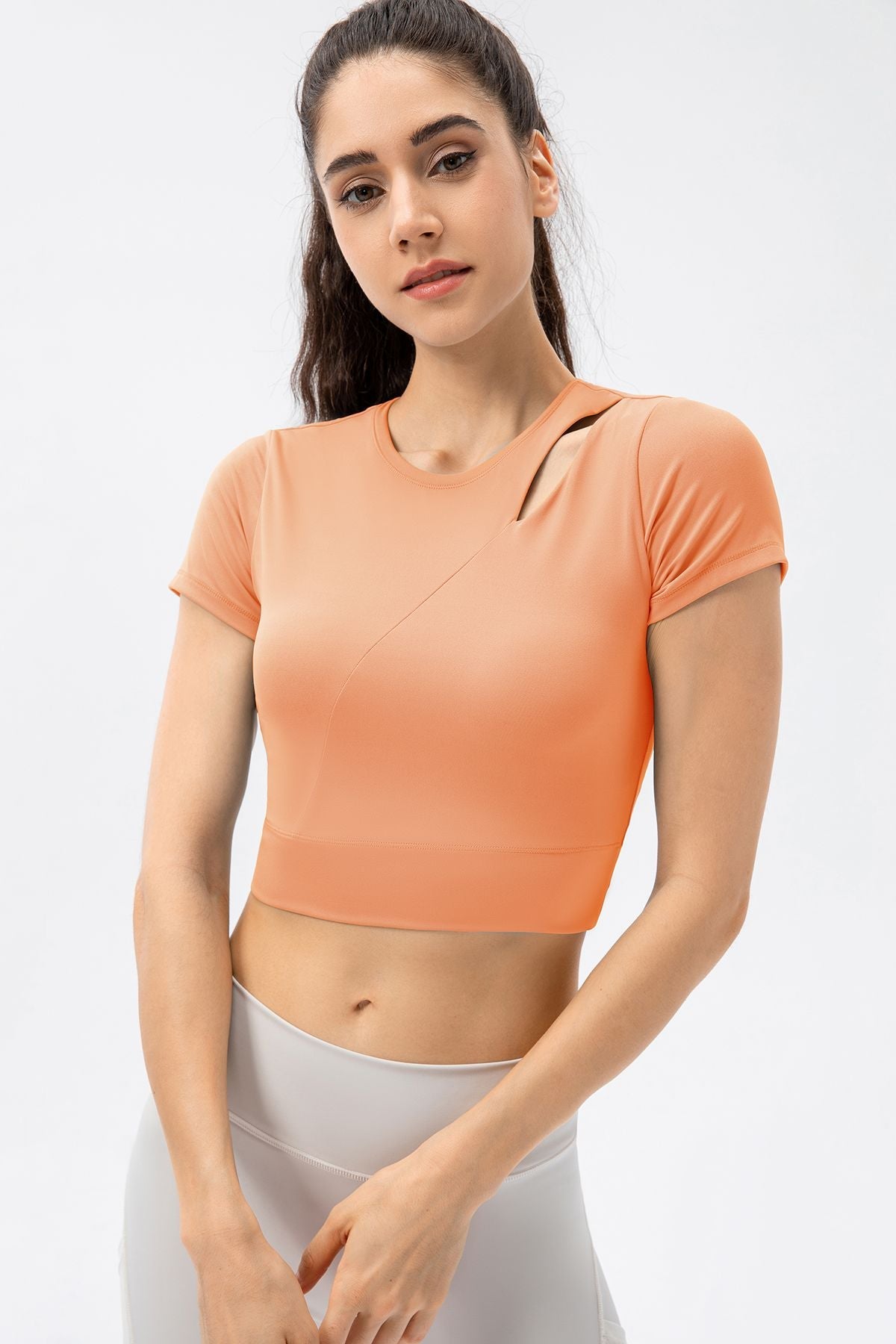 Side Cutout Crop Top with Built in Bra