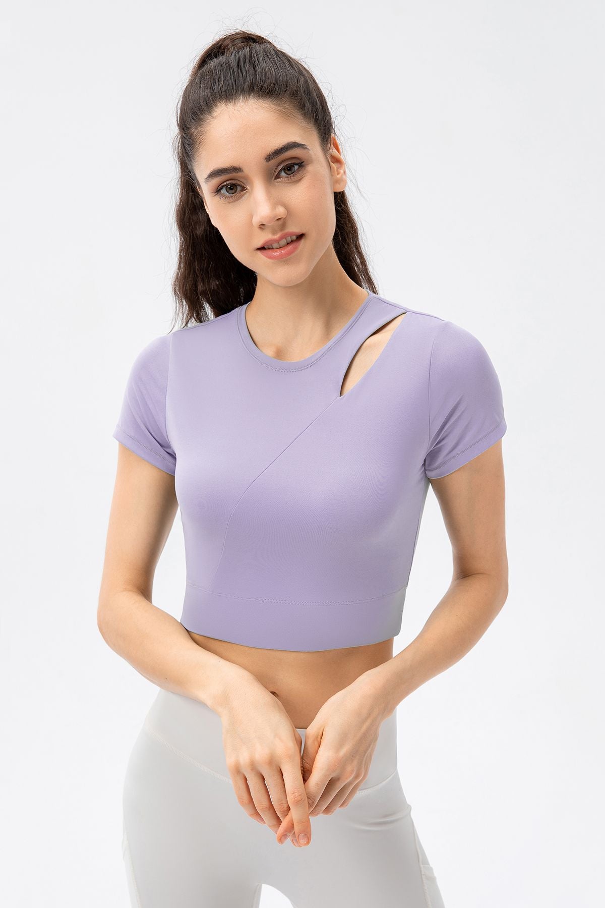 Side Cutout Crop Top with Built in Bra