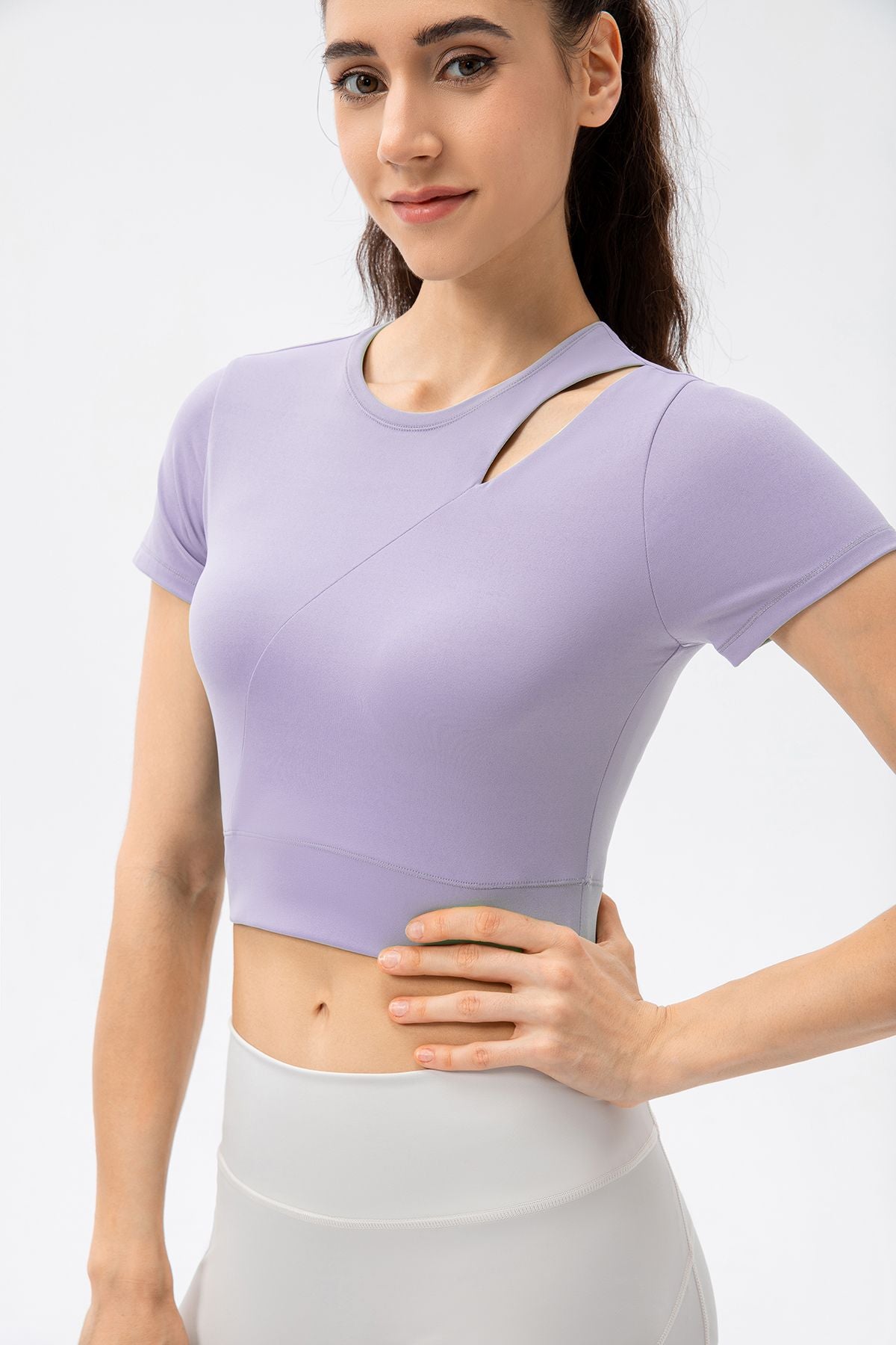 Side Cutout Crop Top with Built in Bra