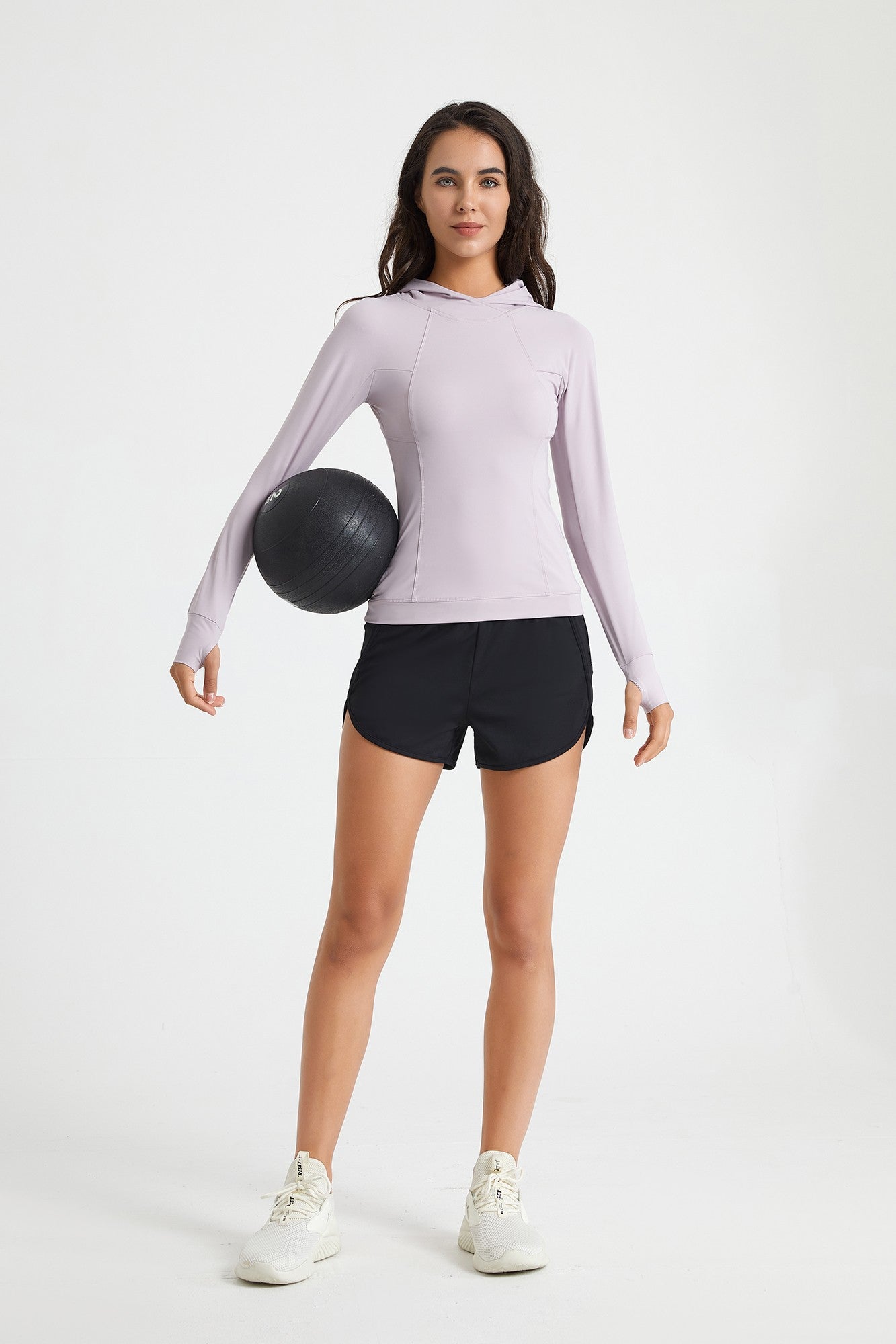 엄지 구멍이 있는 긴 소매 튜닉 스웨트셔츠