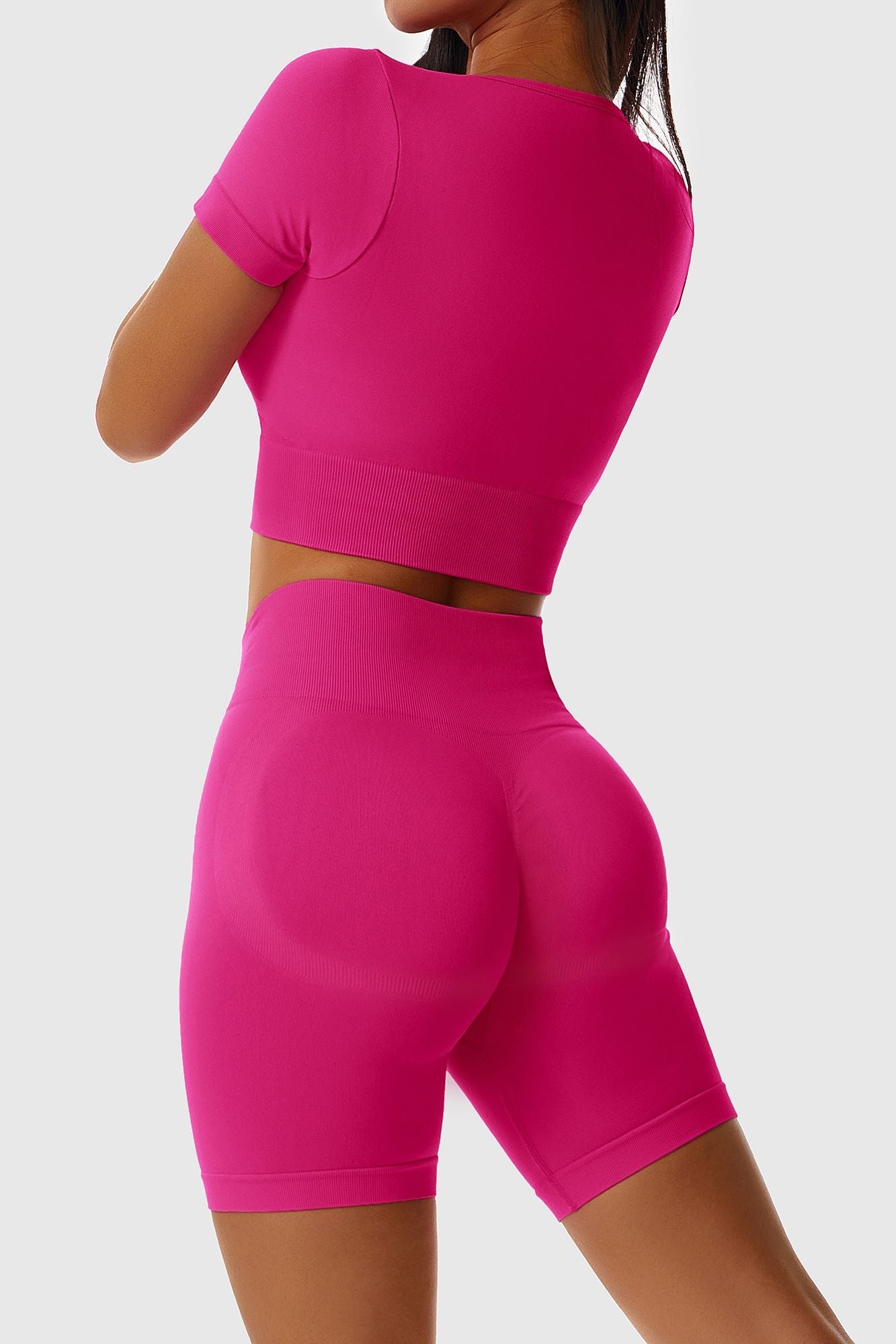 로우 스쿠프 넥 반팔 크롭 탑