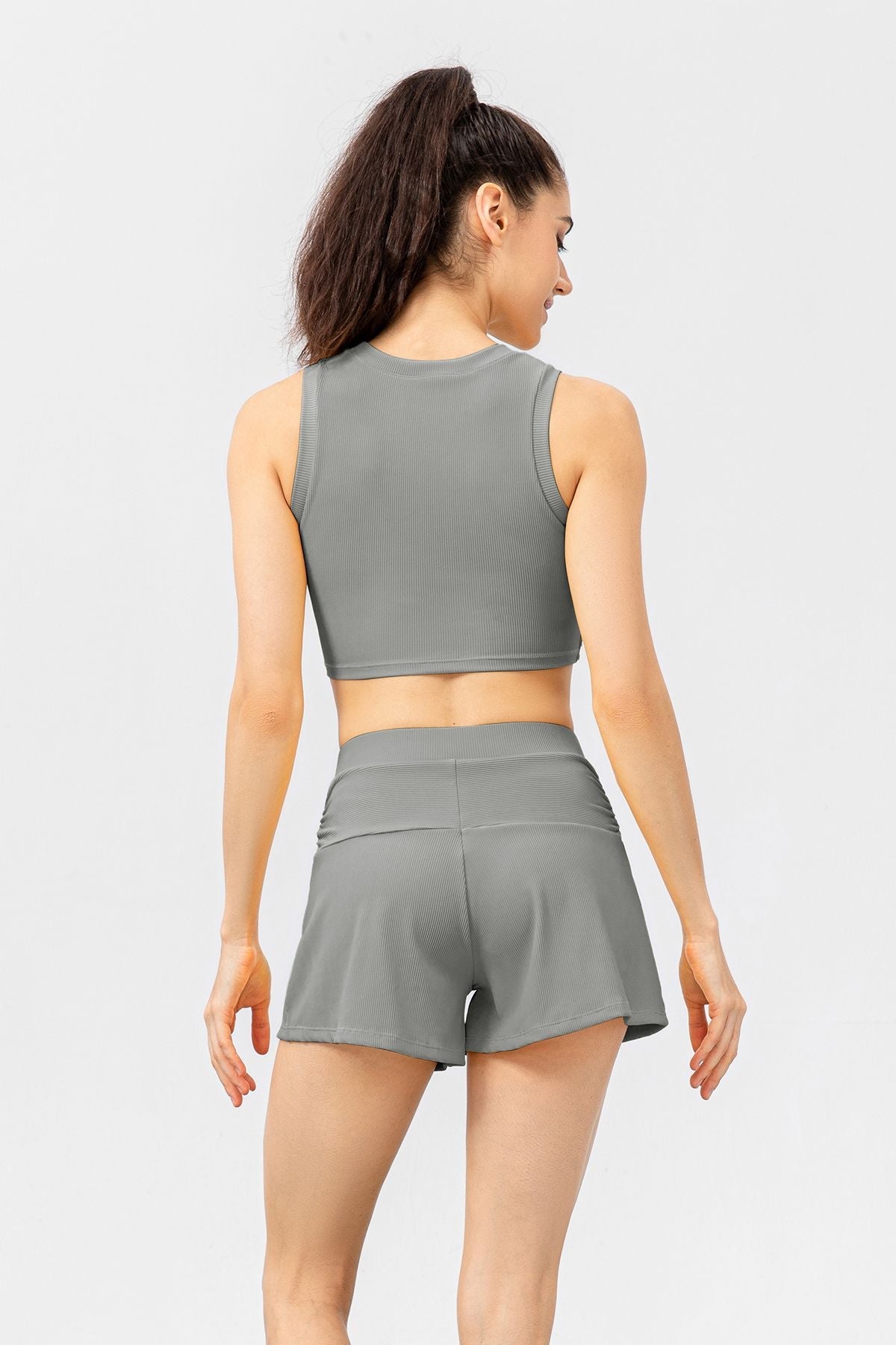 Ribbed Tank Top and Shorts Athleisure Set