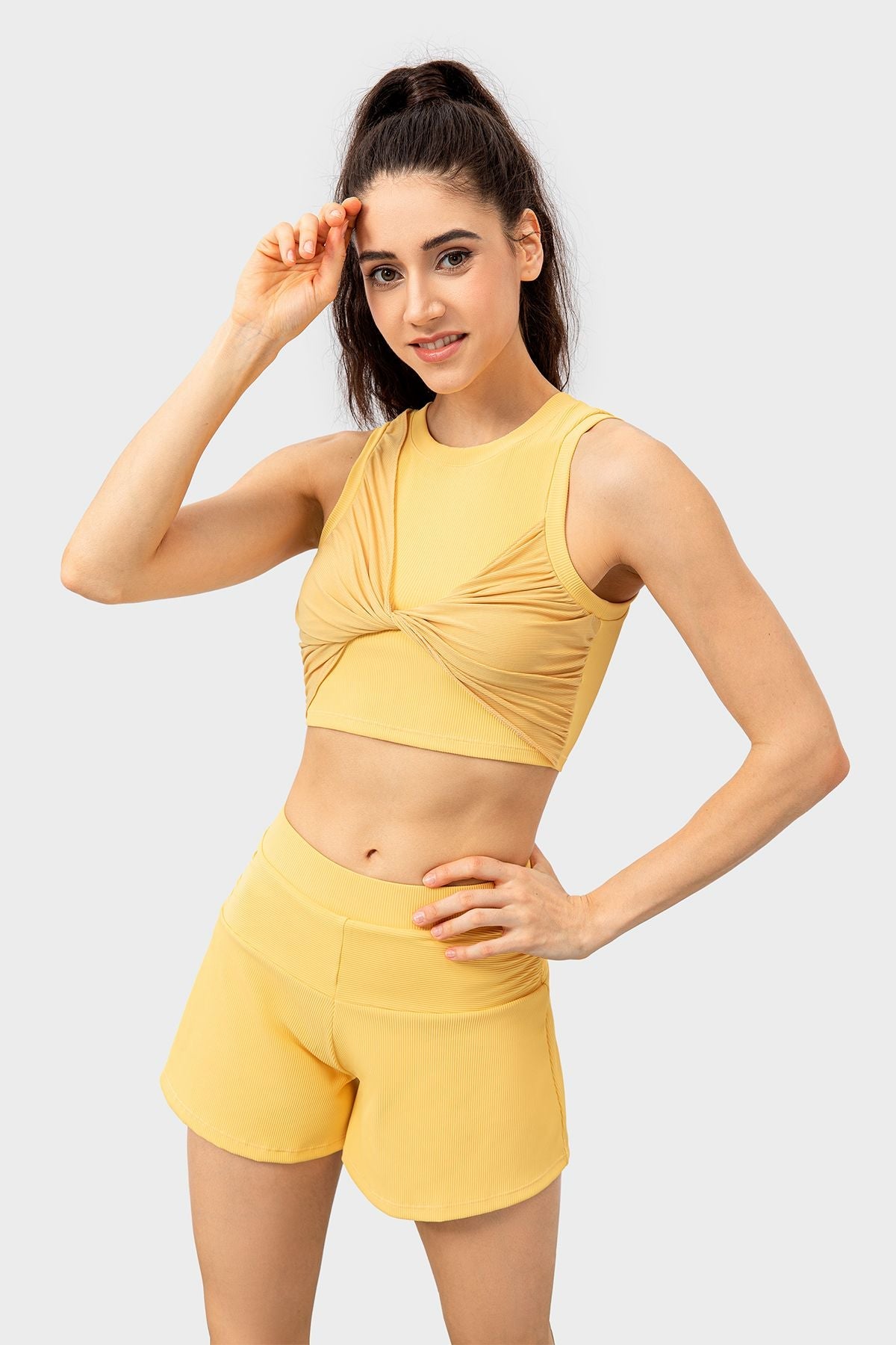 Ribbed Tank Top and Shorts Athleisure Set