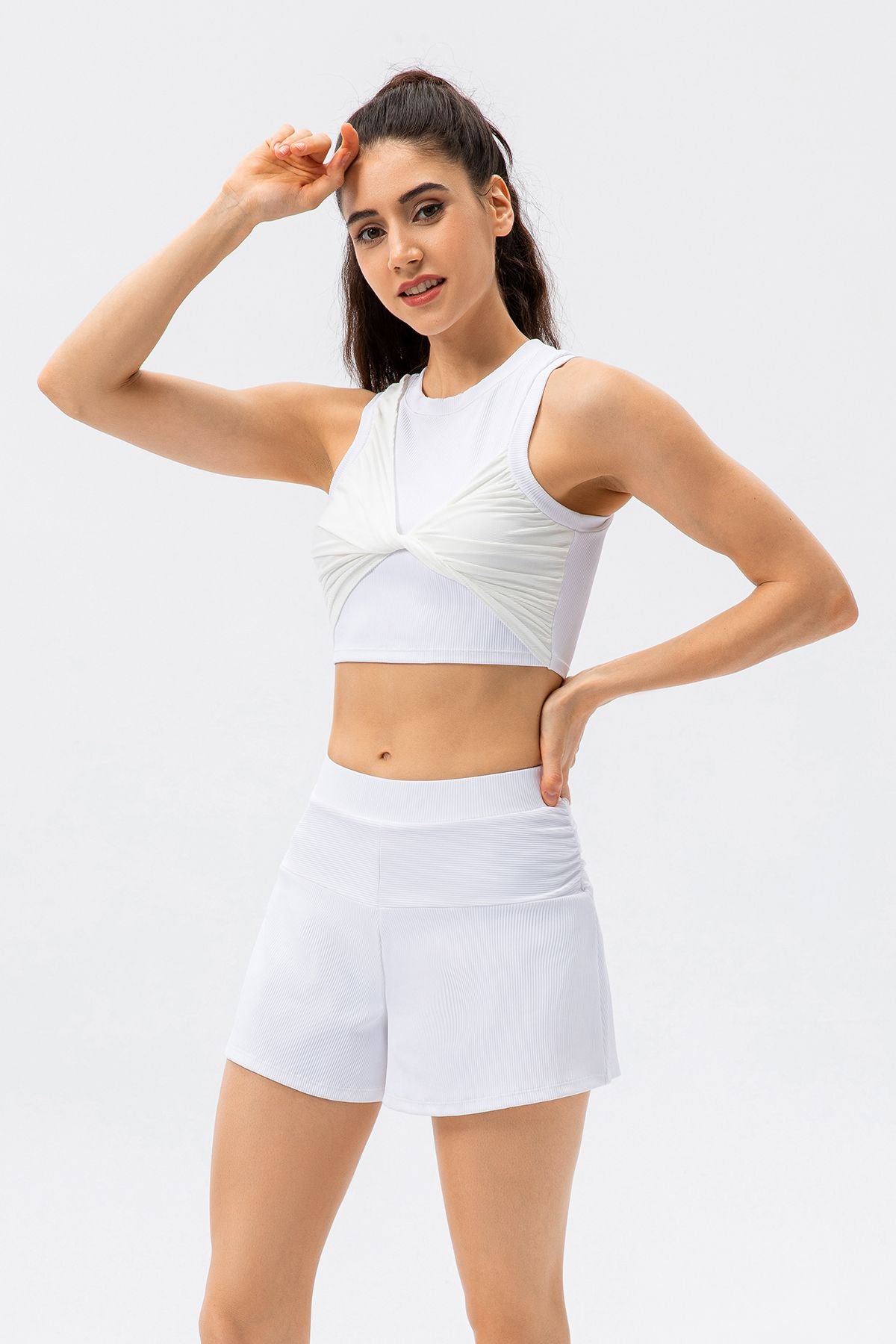 Ribbed Tank Top and Shorts Athleisure Set