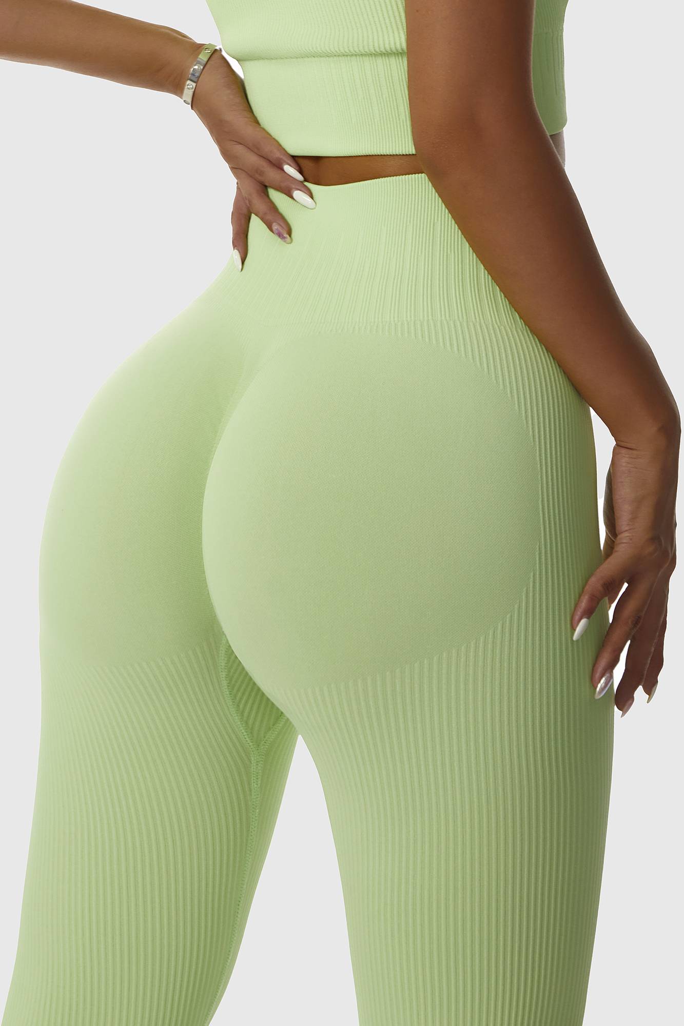 Ribbed Tie Front Seamless Workout Leggings