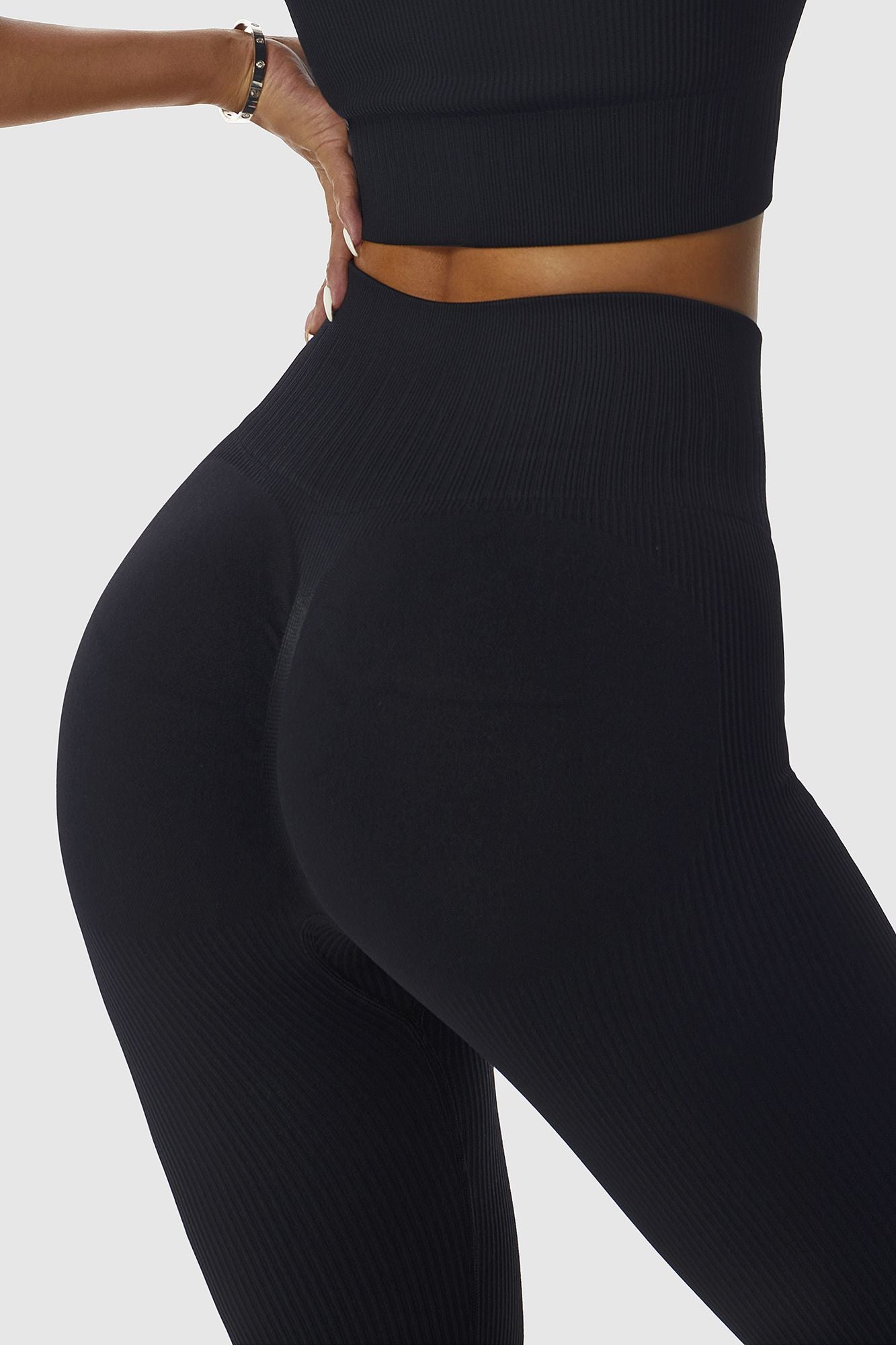 Ribbed Tie Front Seamless Workout Leggings