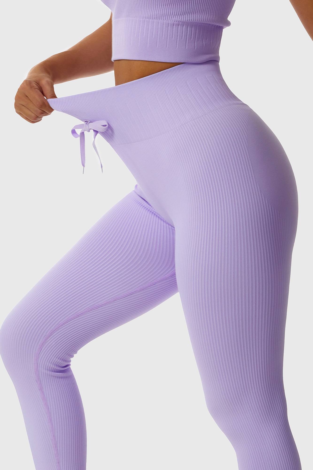 Ribbed Tie Front Seamless Workout Leggings