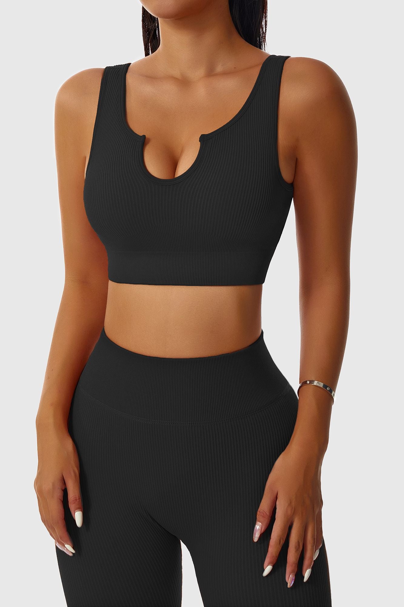 Ribbed U-Neckline Sports Bra