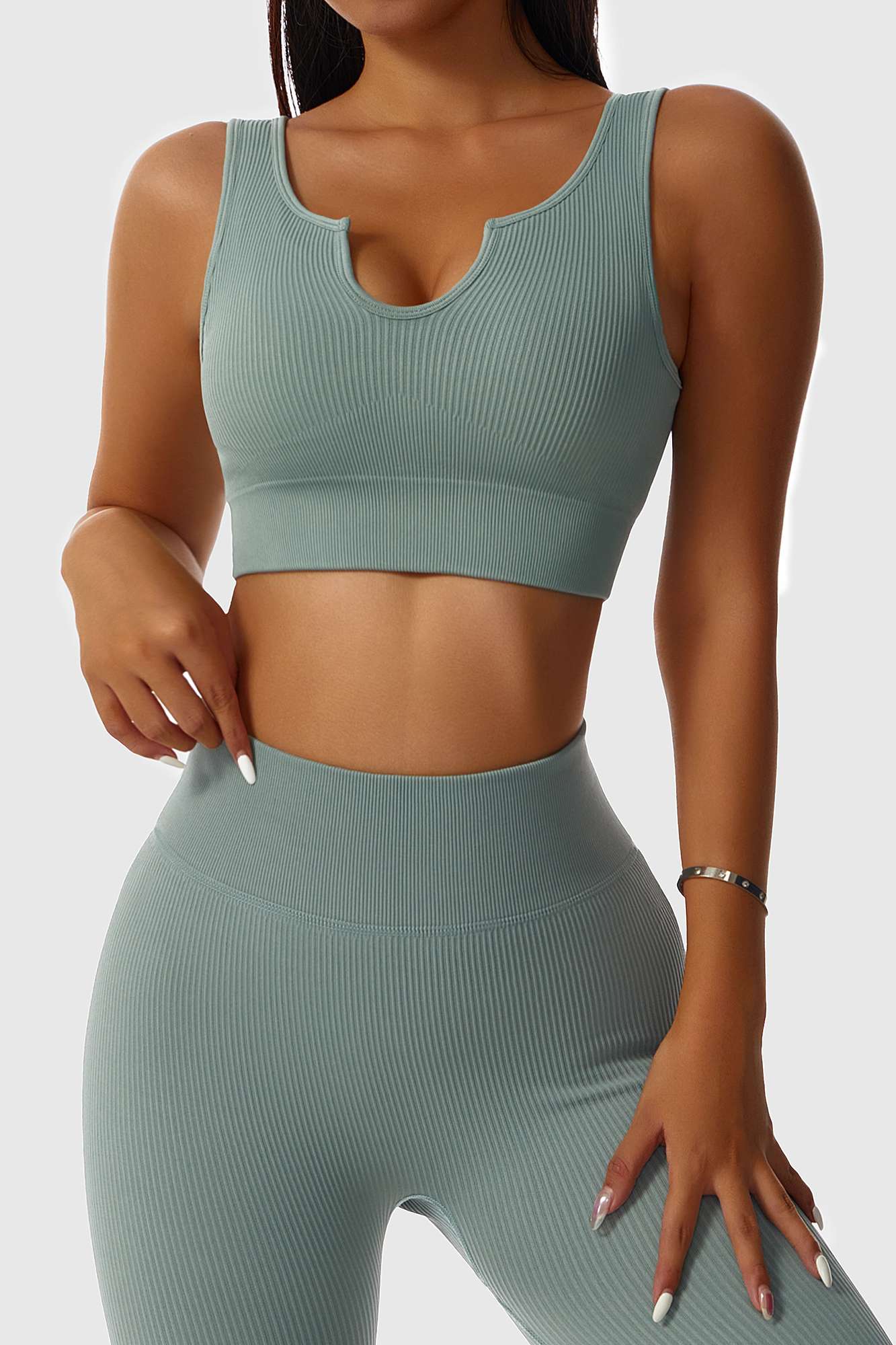 Ribbed U-Neckline Sports Bra