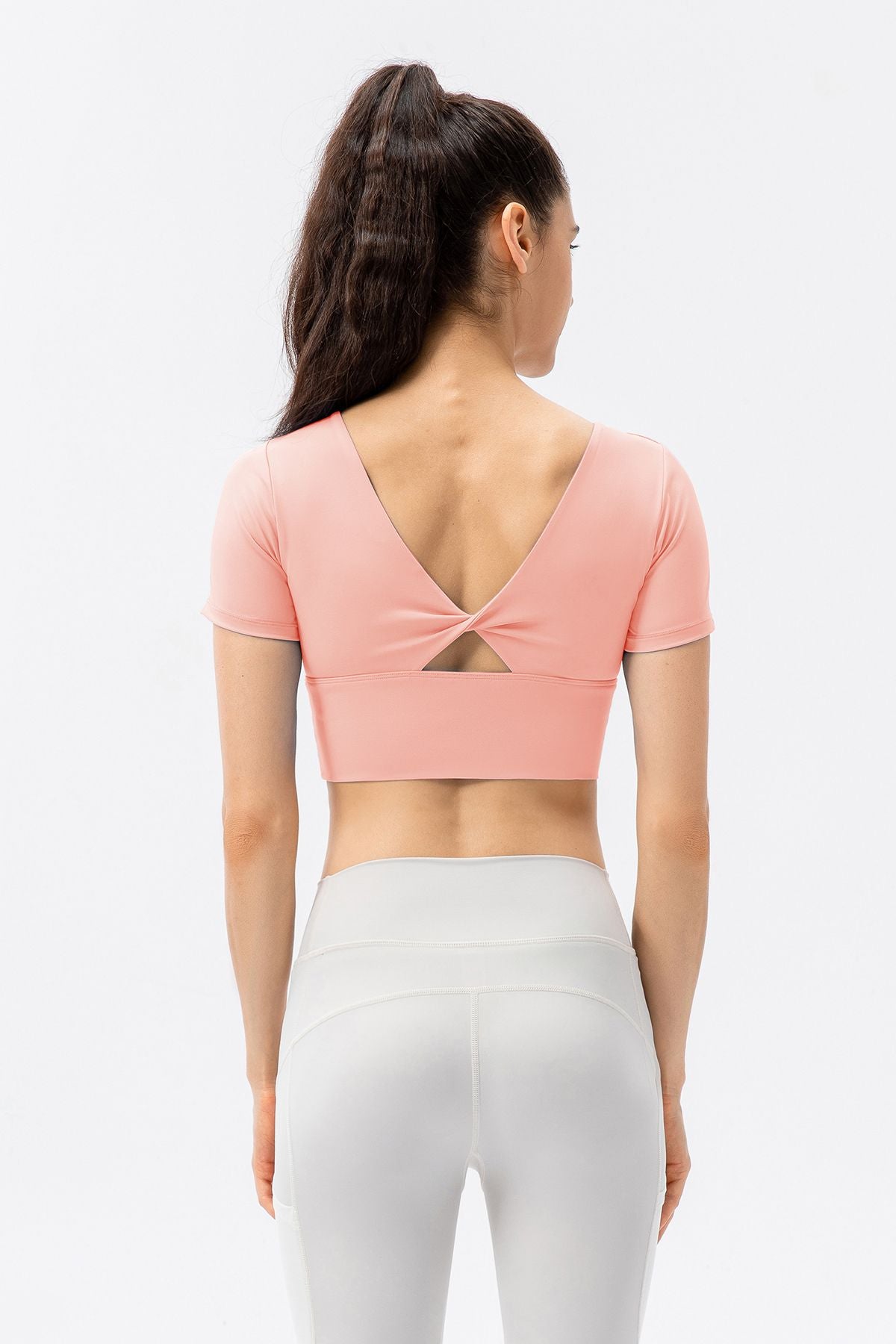 V-Back Crop Top with Built in Bra