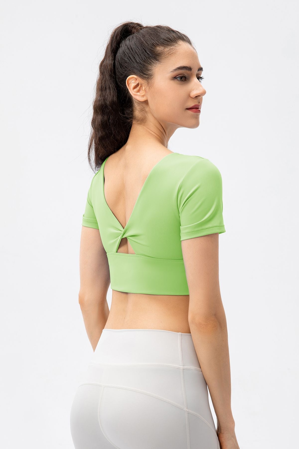 V-Back Crop Top with Built in Bra