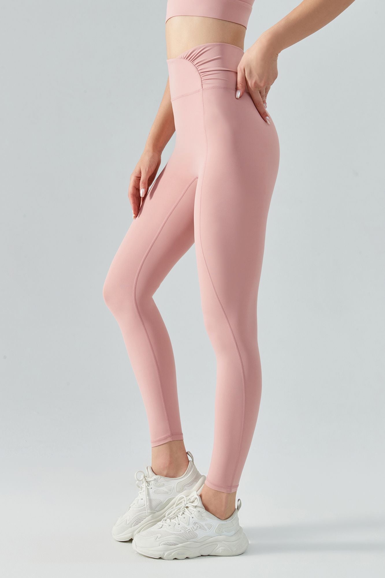 Side Ruched Asymmetrical Waistband Leggings