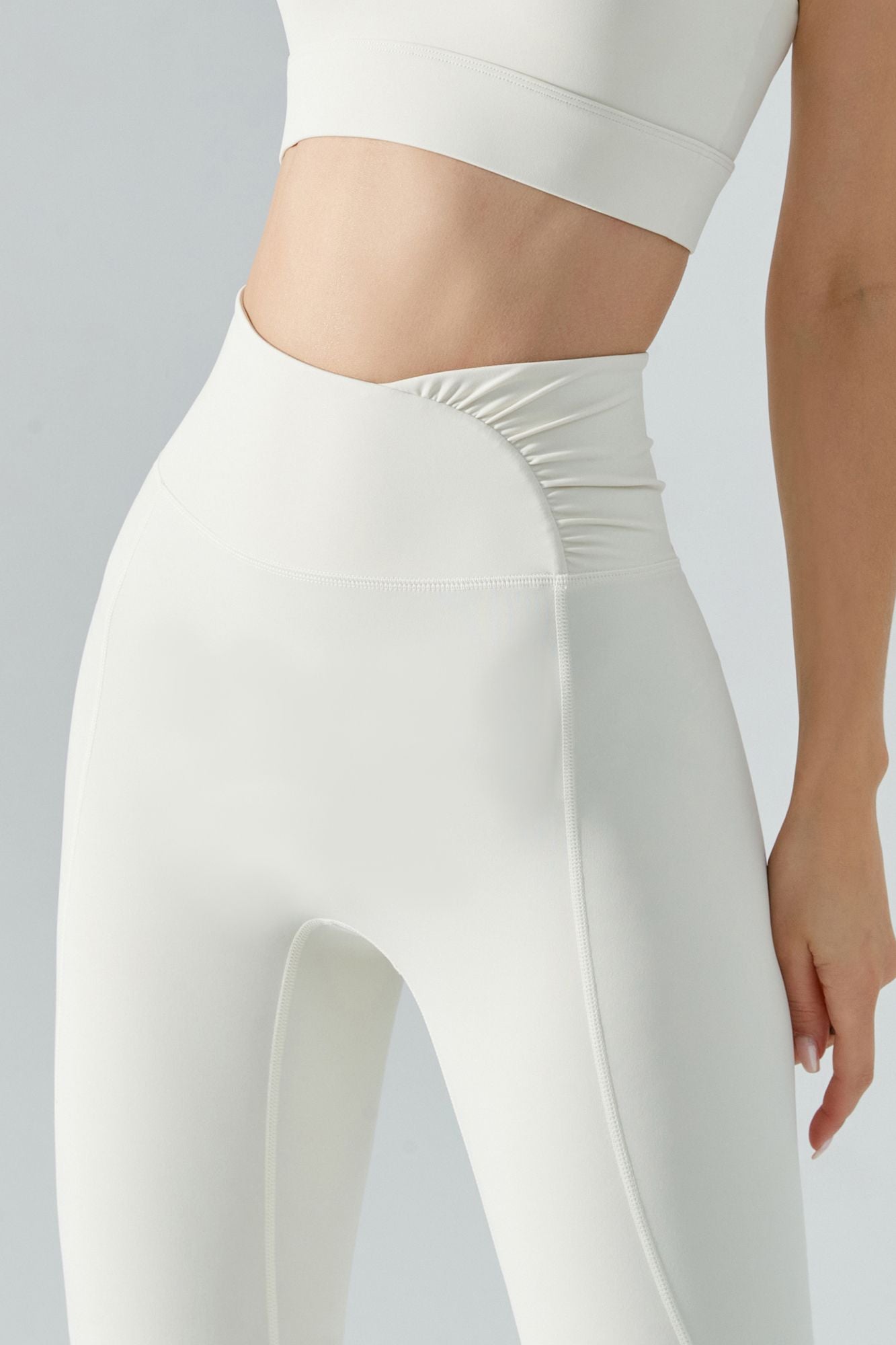 Side Ruched Asymmetrical Waistband Leggings