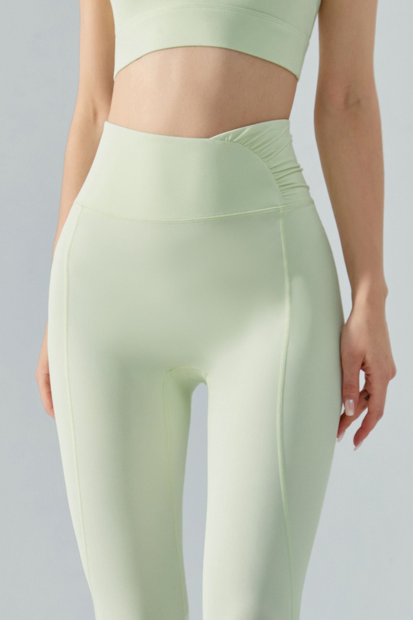 Side Ruched Asymmetrical Waistband Leggings