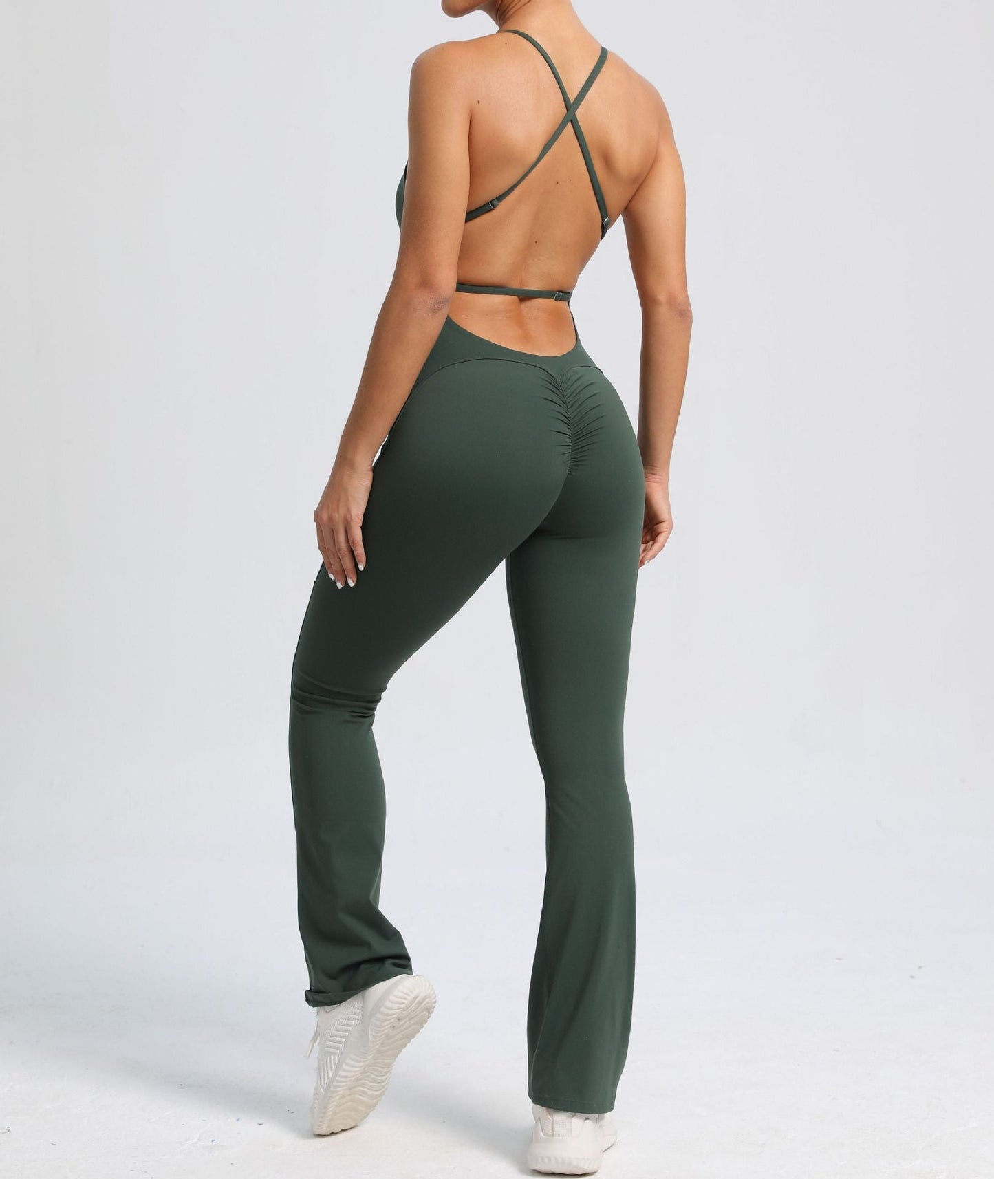 Power Backless Flared Jumpsuit