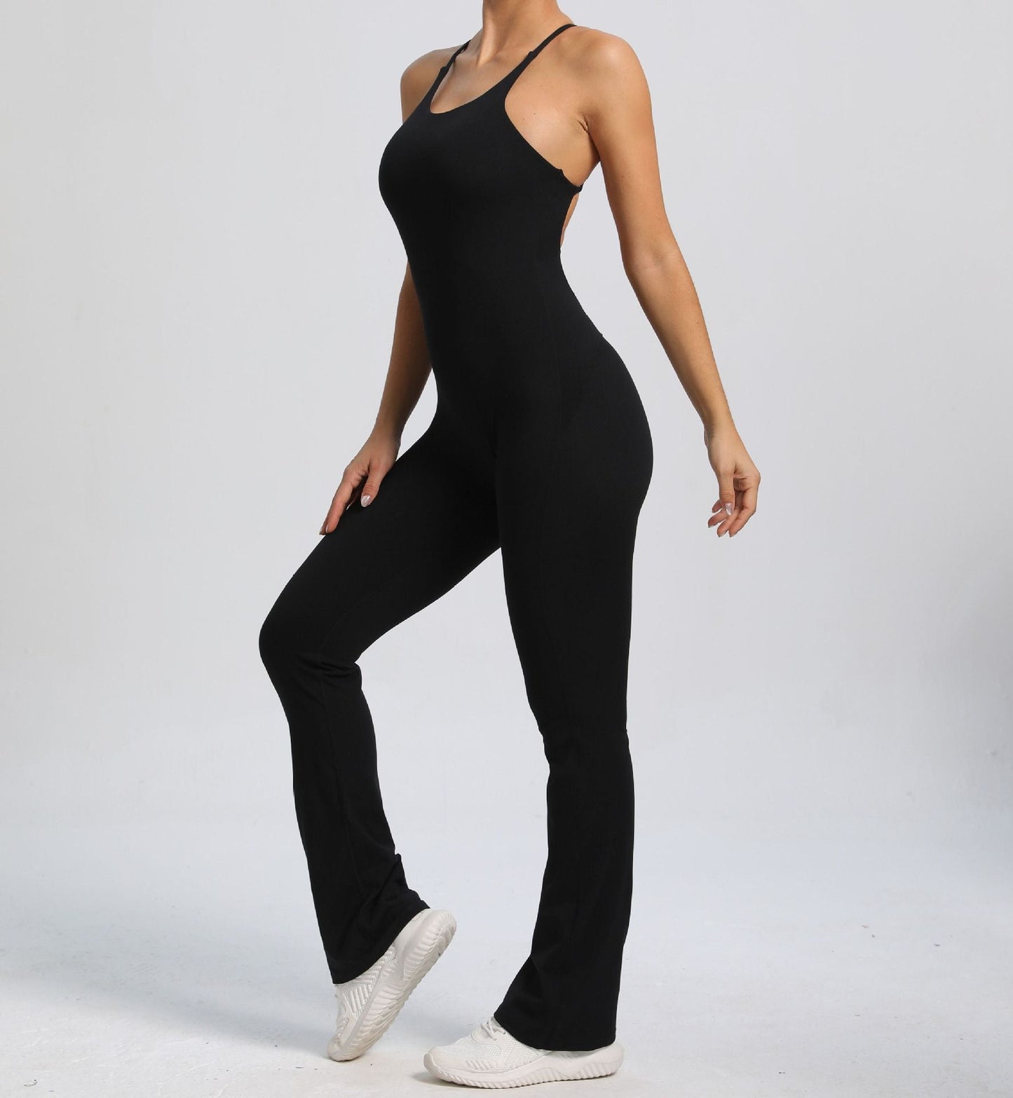 Power Backless Flared Jumpsuit