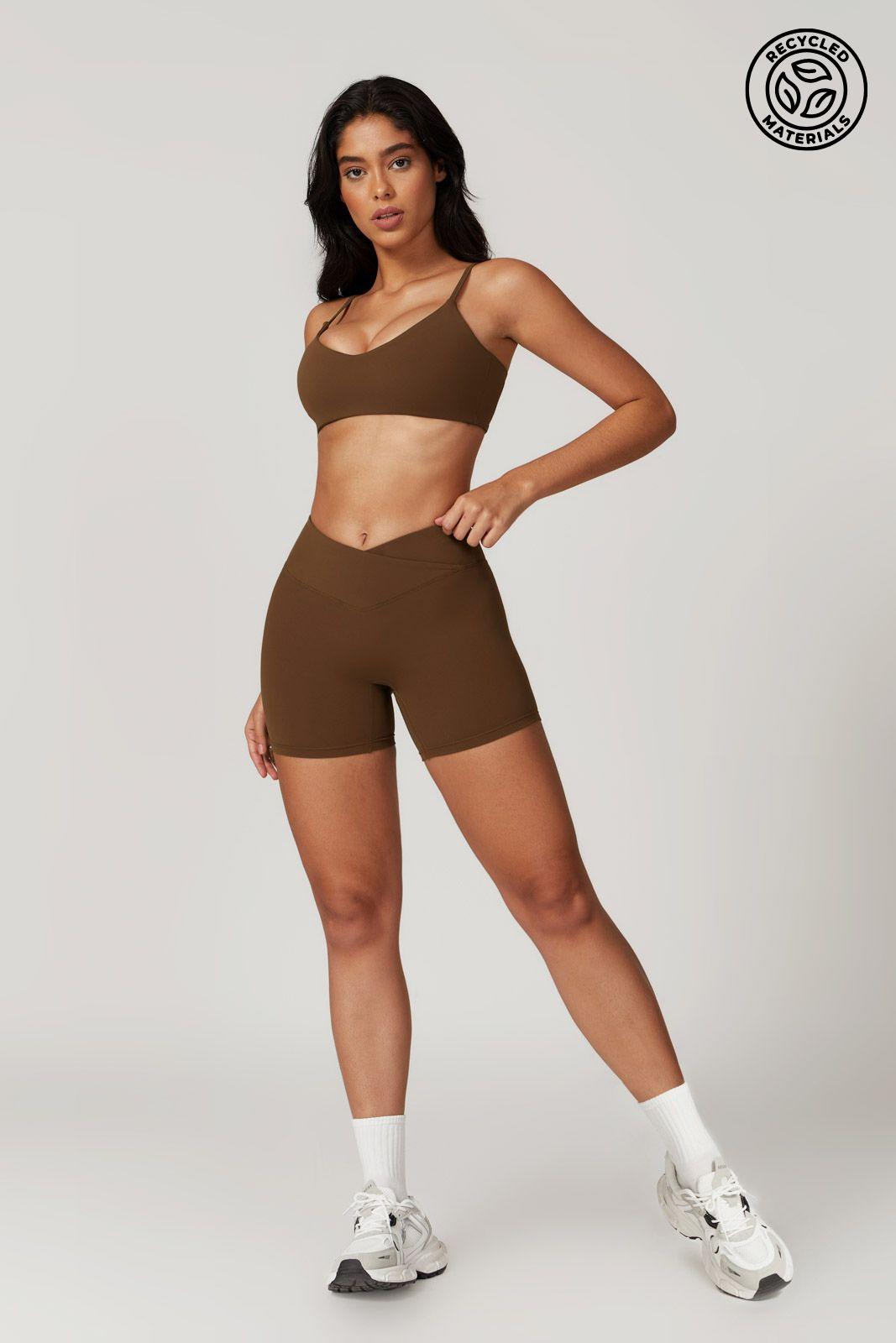 Zoe Sports Bra & Shorts Set - Brown