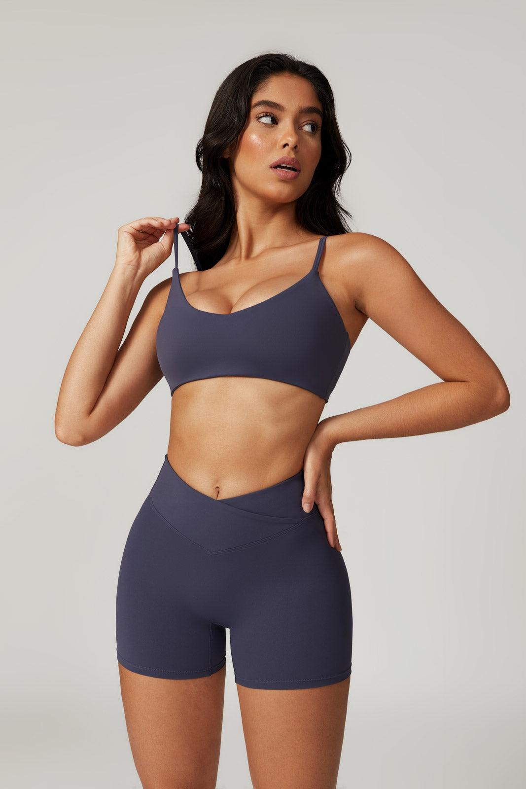 Zoe Sports Bra & Shorts Set - Navy