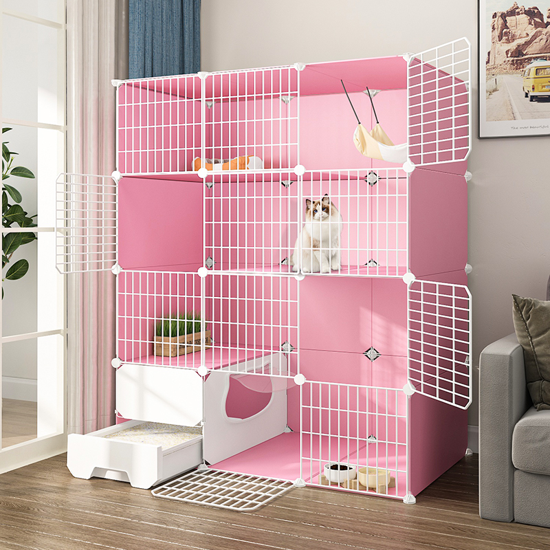 PP Cat Villa  Include Cat Litter Box Pink