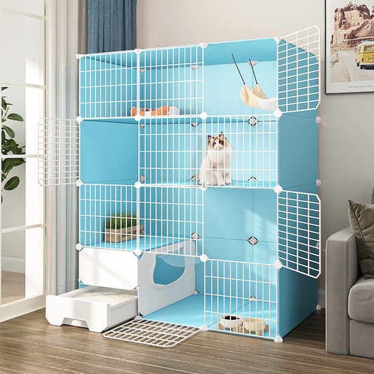 PP Cat Villa  Include Cat Litter Box Blue