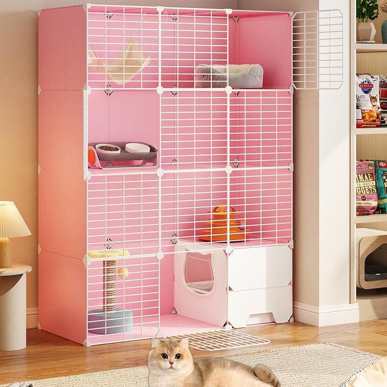 PP Cat Villa  Include Cat Litter Box Pink