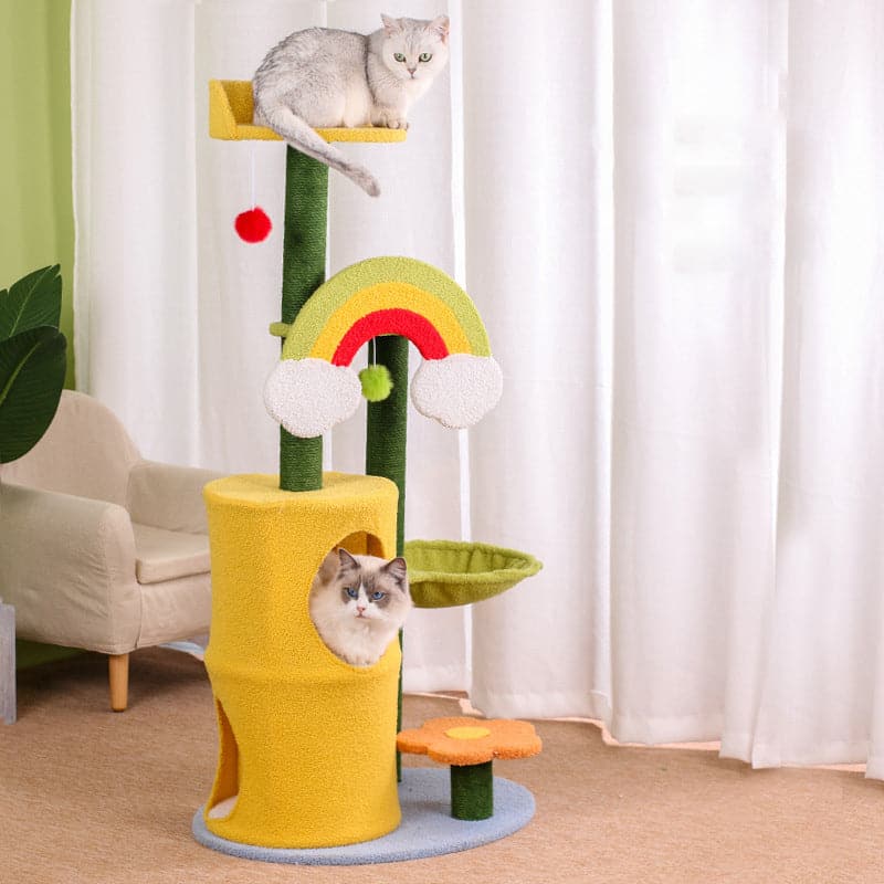 Rainbow Cat Litter Sisal Scratching Post Integrated Cat Tree