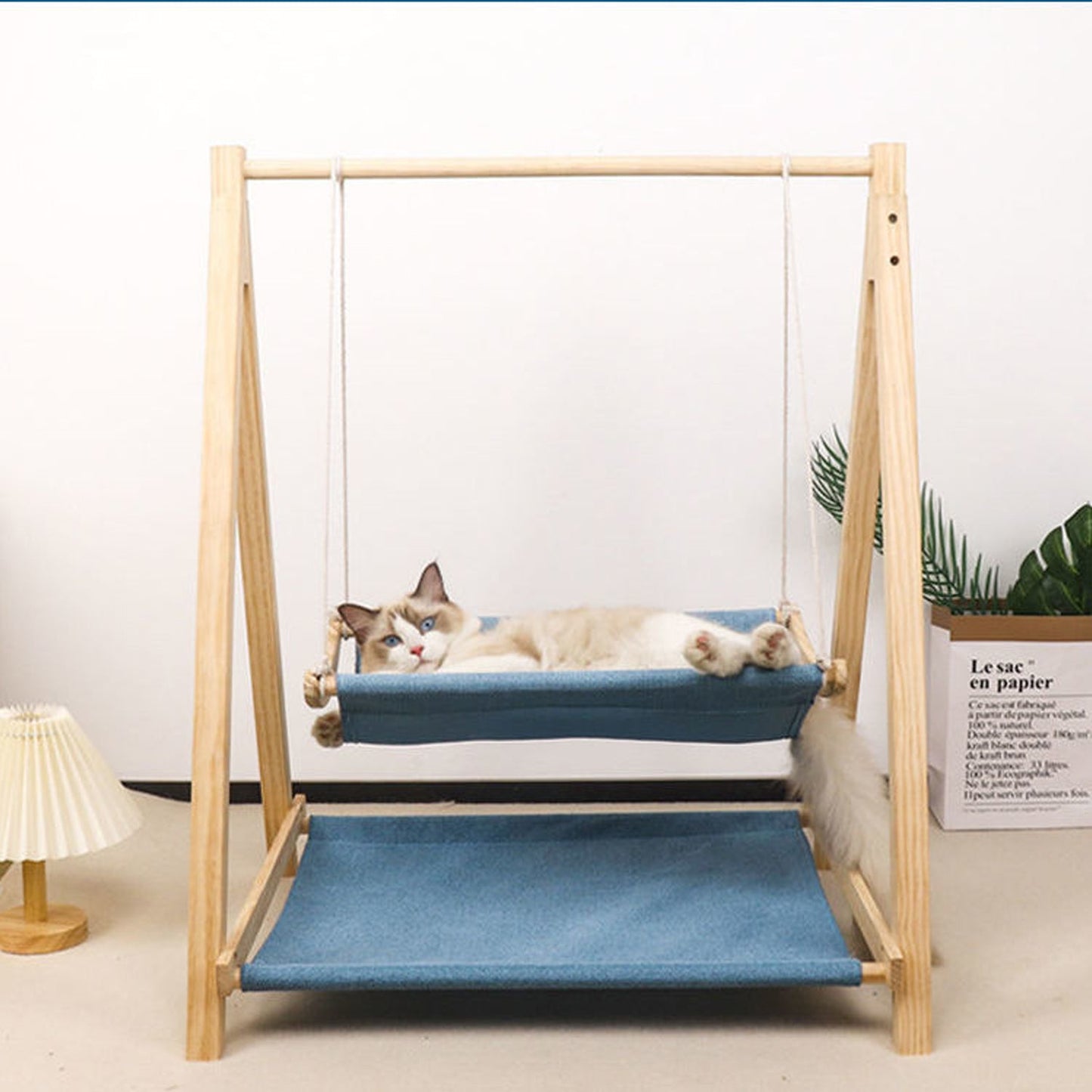 Solid Wood Cat Hammock Double Layer Shaker Cat Nest