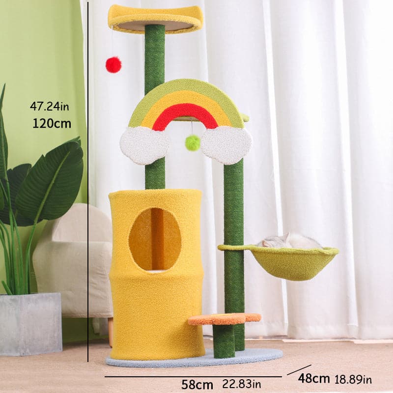 Rainbow Cat Litter Sisal Scratching Post Integrated Cat Tree