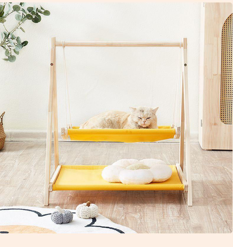 Solid Wood Cat Hammock Double Layer Shaker Cat Nest