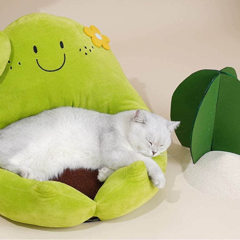 Orange /Frog Cuddler Cat Beds Orange /Green