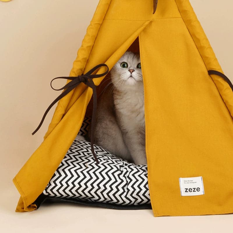 Sunset Yellow Cat House Semi-enclosed Pet Tent