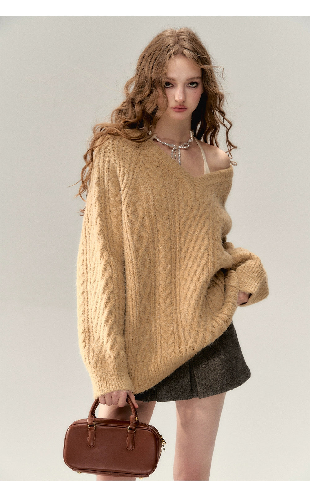 Reversible V-neck Knit Sweater