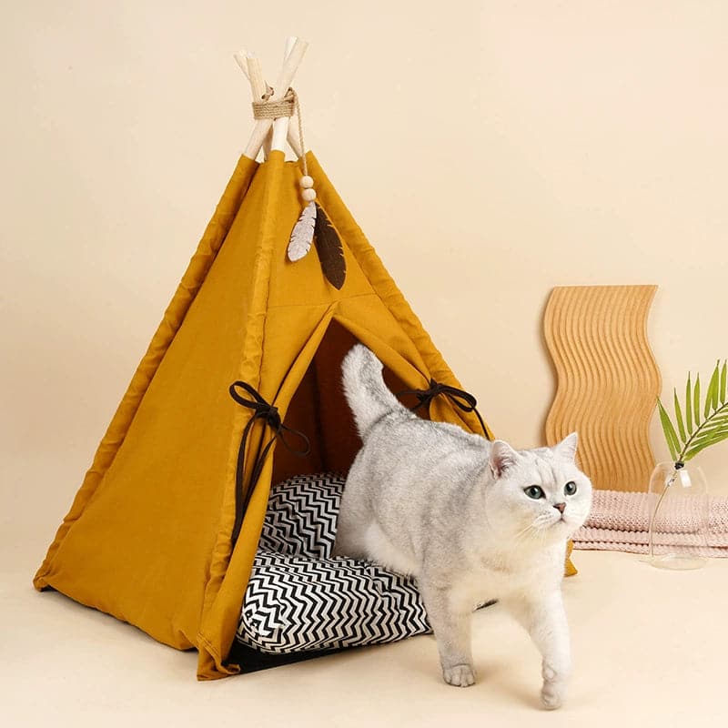 Sunset Yellow Cat House Semi-enclosed Pet Tent