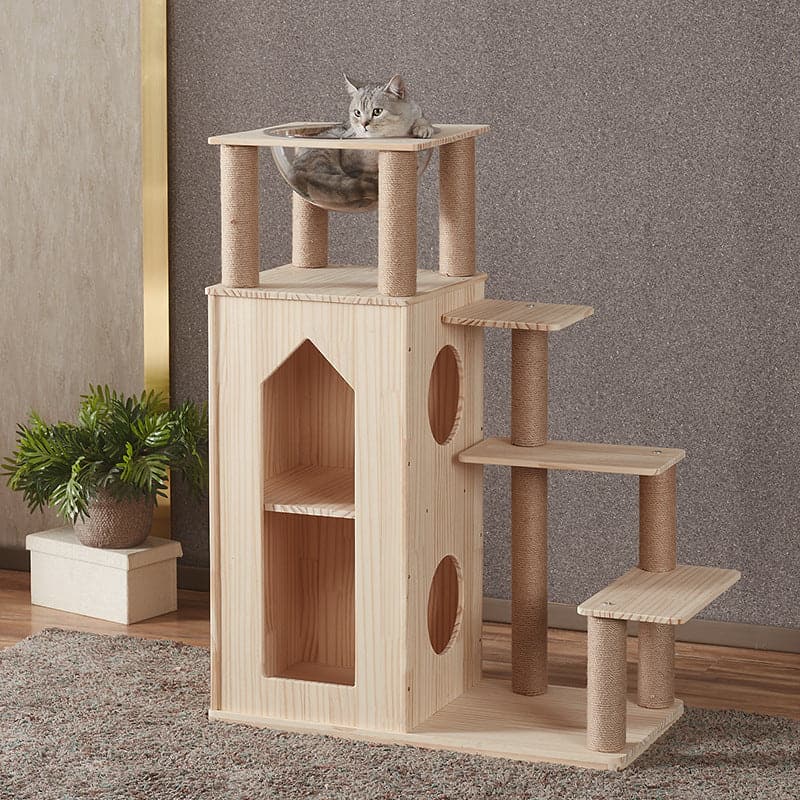 Solid wood large cat tree, cat villa