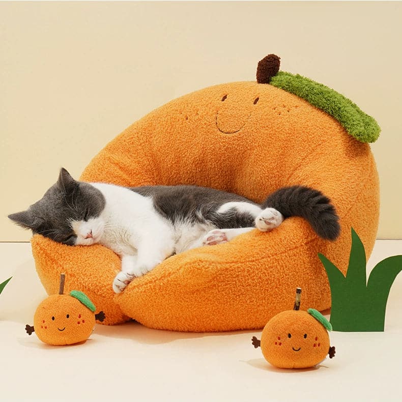 Orange /Frog Cuddler Cat Beds Orange /Green