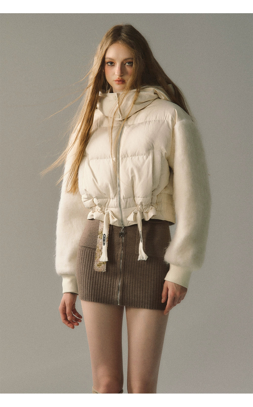 Apricot High-neck Puffer Jacket