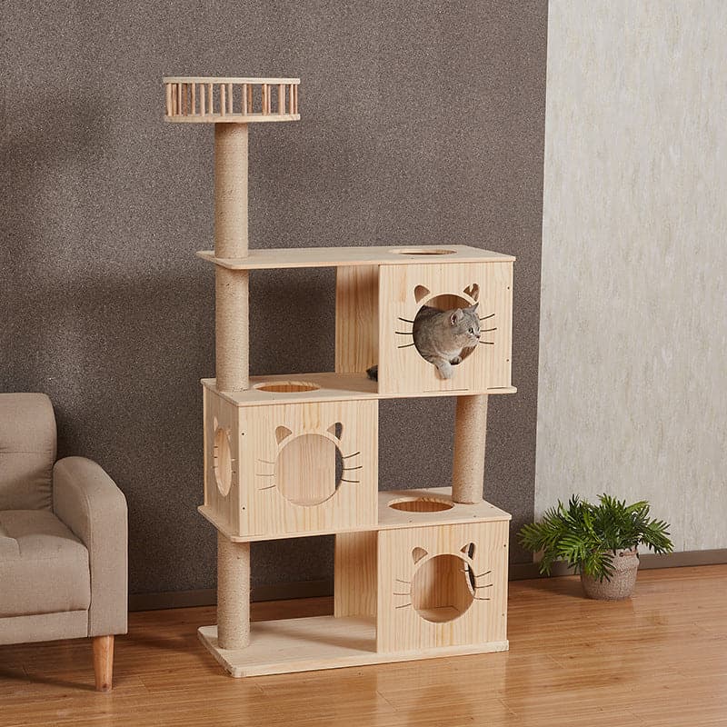 Solid wood large cat tree, cat villa