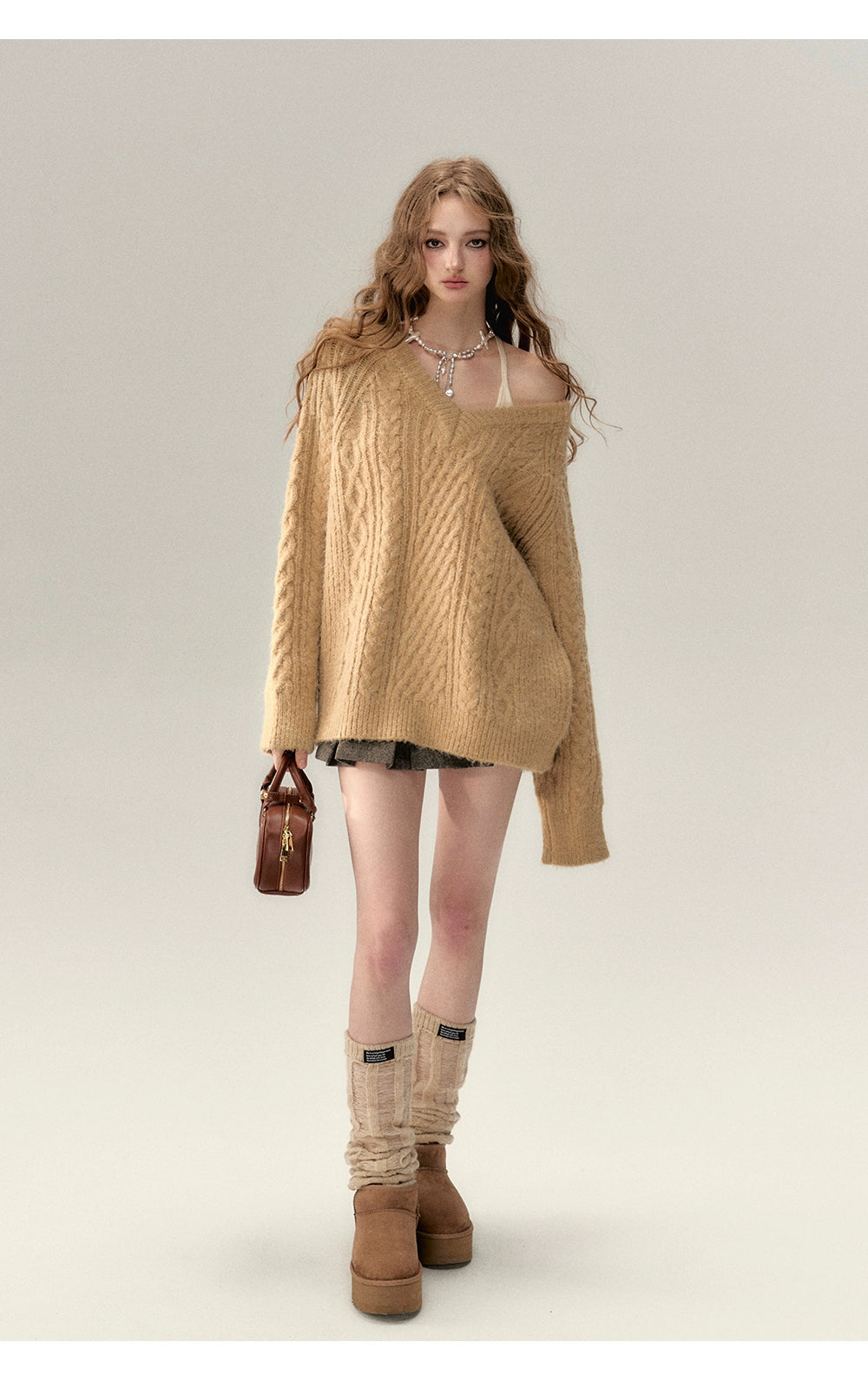 Reversible V-neck Knit Sweater