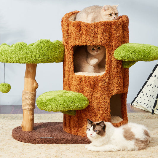 여러 고양이 나무 스타일 D를 위한 럭셔리 시뮬레이션 클라이밍 프레임 침대 