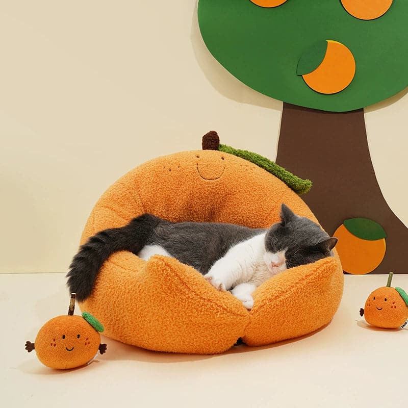 Orange /Frog Cuddler Cat Beds Orange /Green