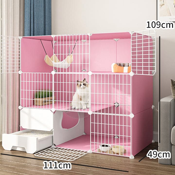 PP Cat Villa  Include Cat Litter Box Pink