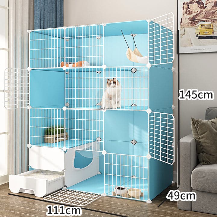 PP Cat Villa  Include Cat Litter Box Blue