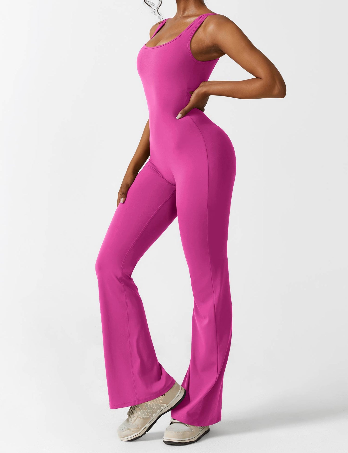 V-Back Flared Jumpsuit